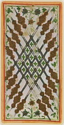 Die Zehn der Stäbe, Faksimile einer Tarotkarte aus dem 